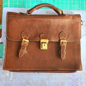 A & N Florence Genuine Italian Leather Laptop Briefcase Vintage!!